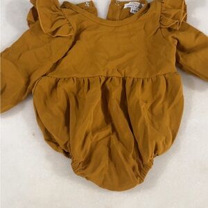 Mustard Baby Romper with Ruffle Sleeves